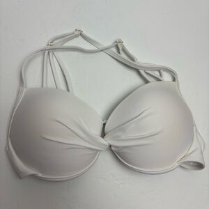 RELLECIGA White Multi-Strap Padded Bikini Top Twist Front Small Strappy Back